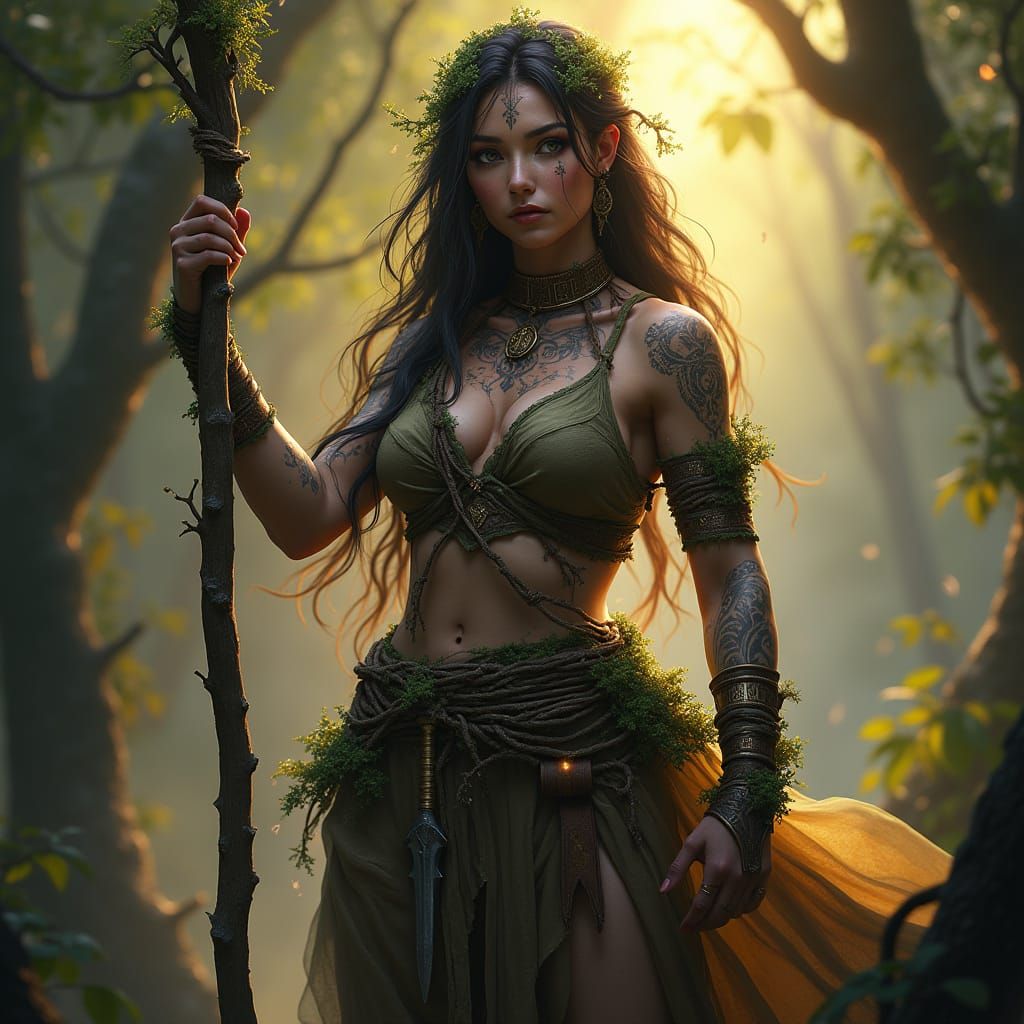 Earth Genasi Druid Embracing the Natural World in Strength