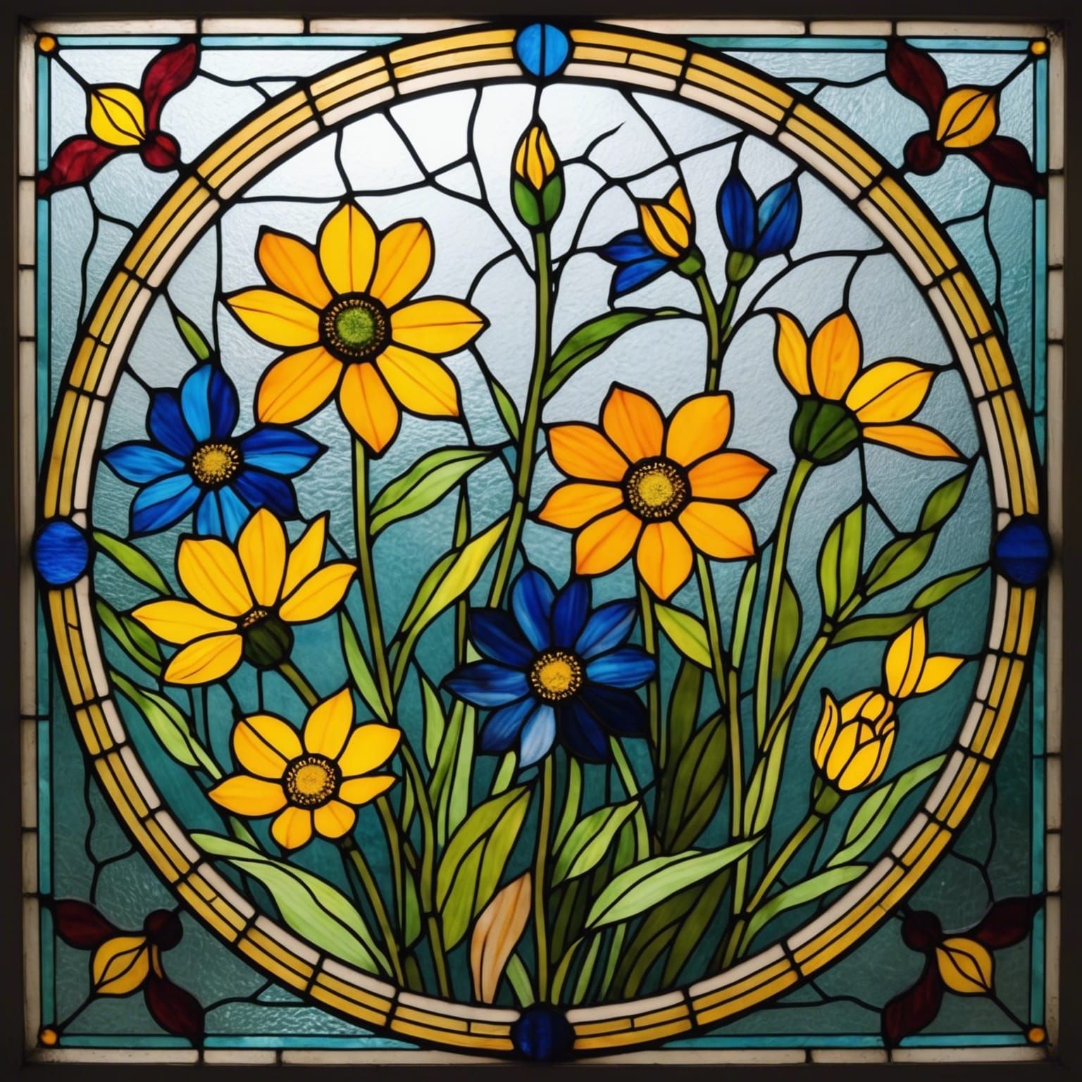 wild flower stained glass