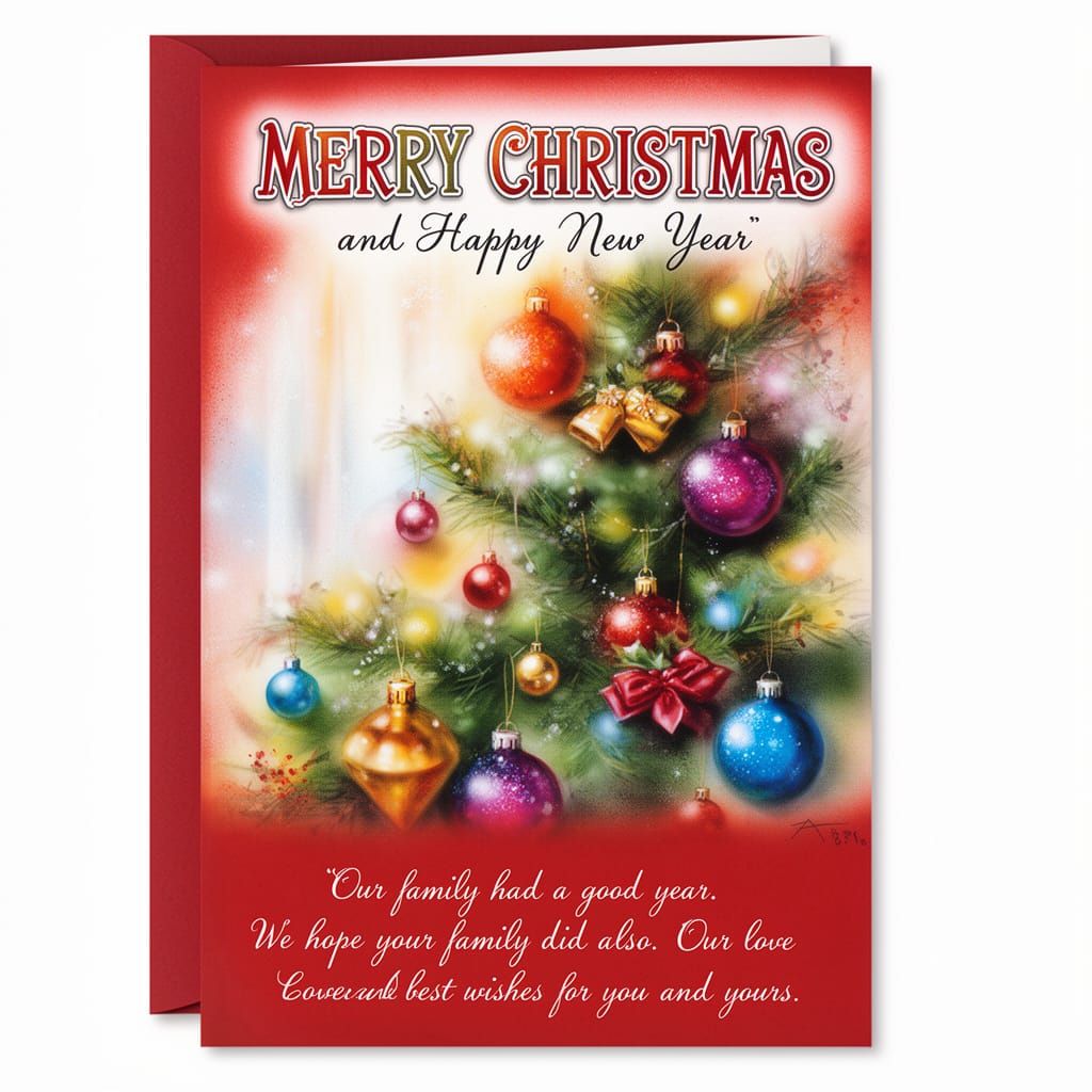 Festive Christmas Card with Holiday Wishes in Airbrush Style