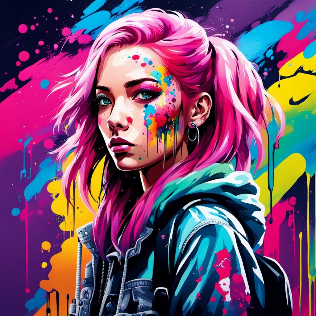 Colorful Graffiti Art of a Gorgeous Woman