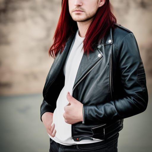 Portrait of Red-Haired Man in Leather Jacket