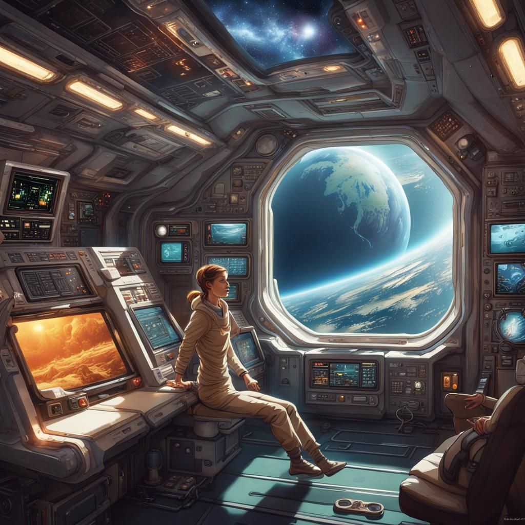 Life Aboard a Spaceship: A Matte Painting