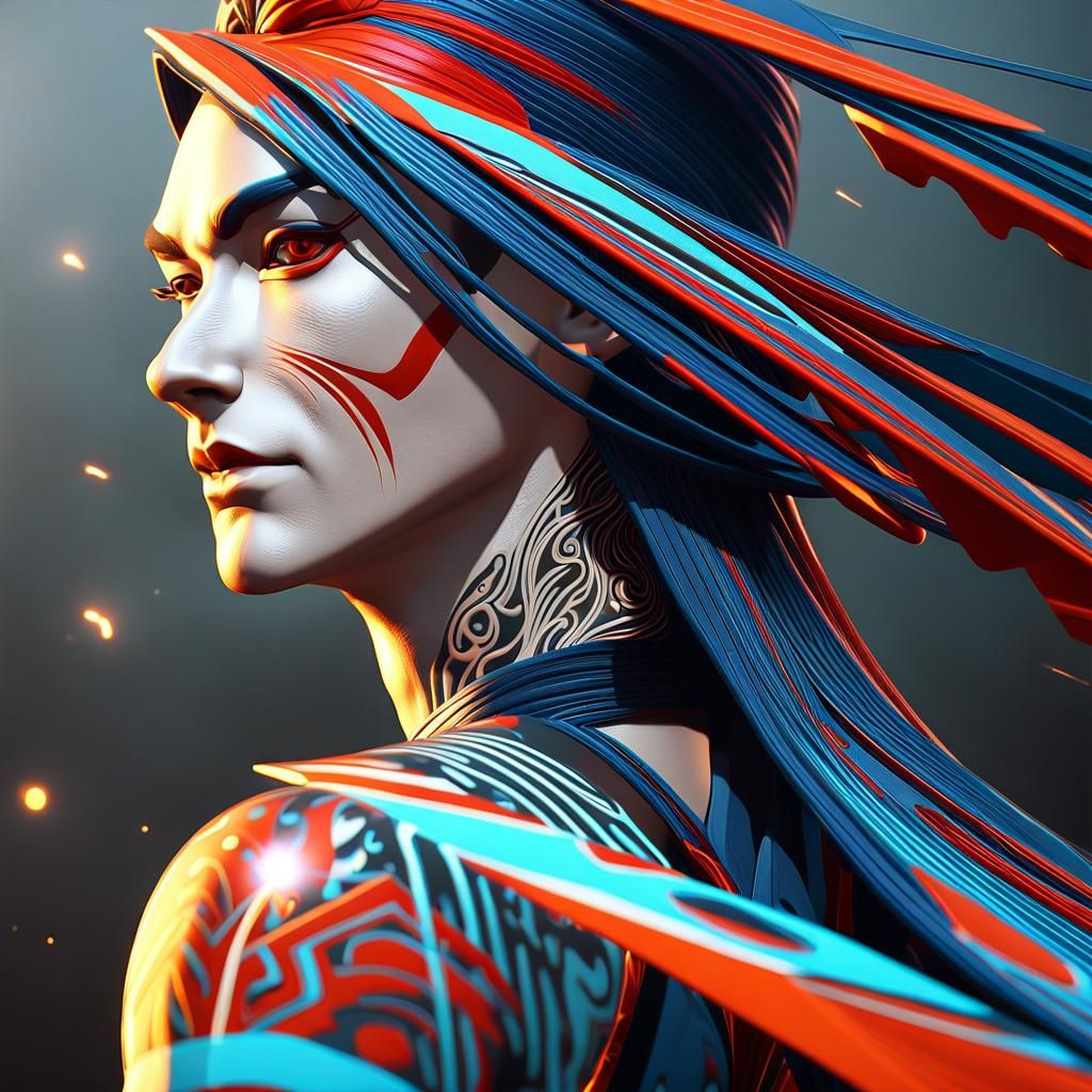 Vibrant 3D Anime Portrait of Young Yakuza