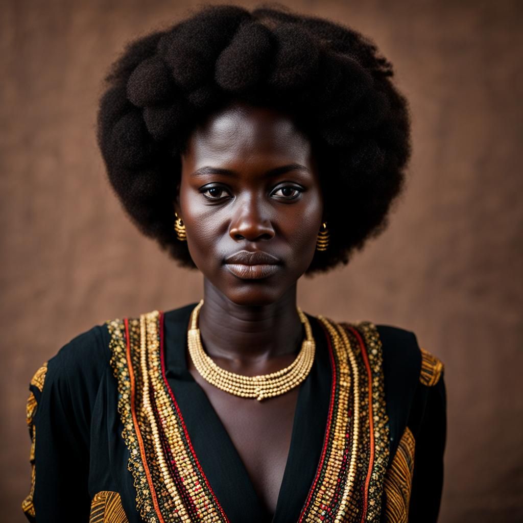 Young Ugandan Woman with Afro Portrait