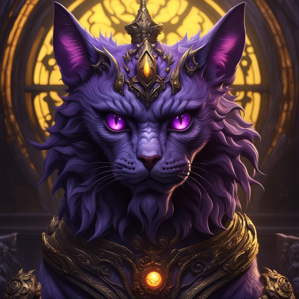 Demonic Cat with Elegant Lighting in Dark Fantasy