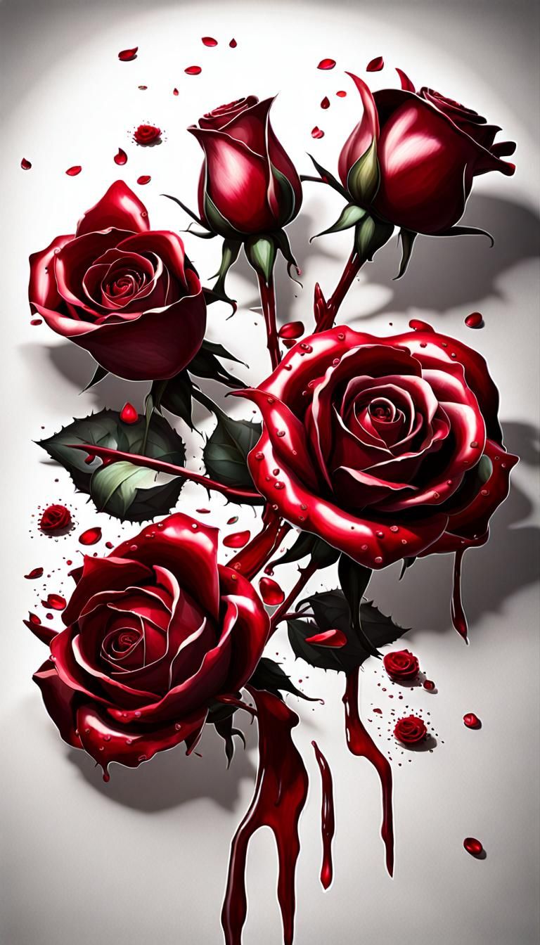 Gorgeous Blood Rose on Silk, Fantasy 16K Render