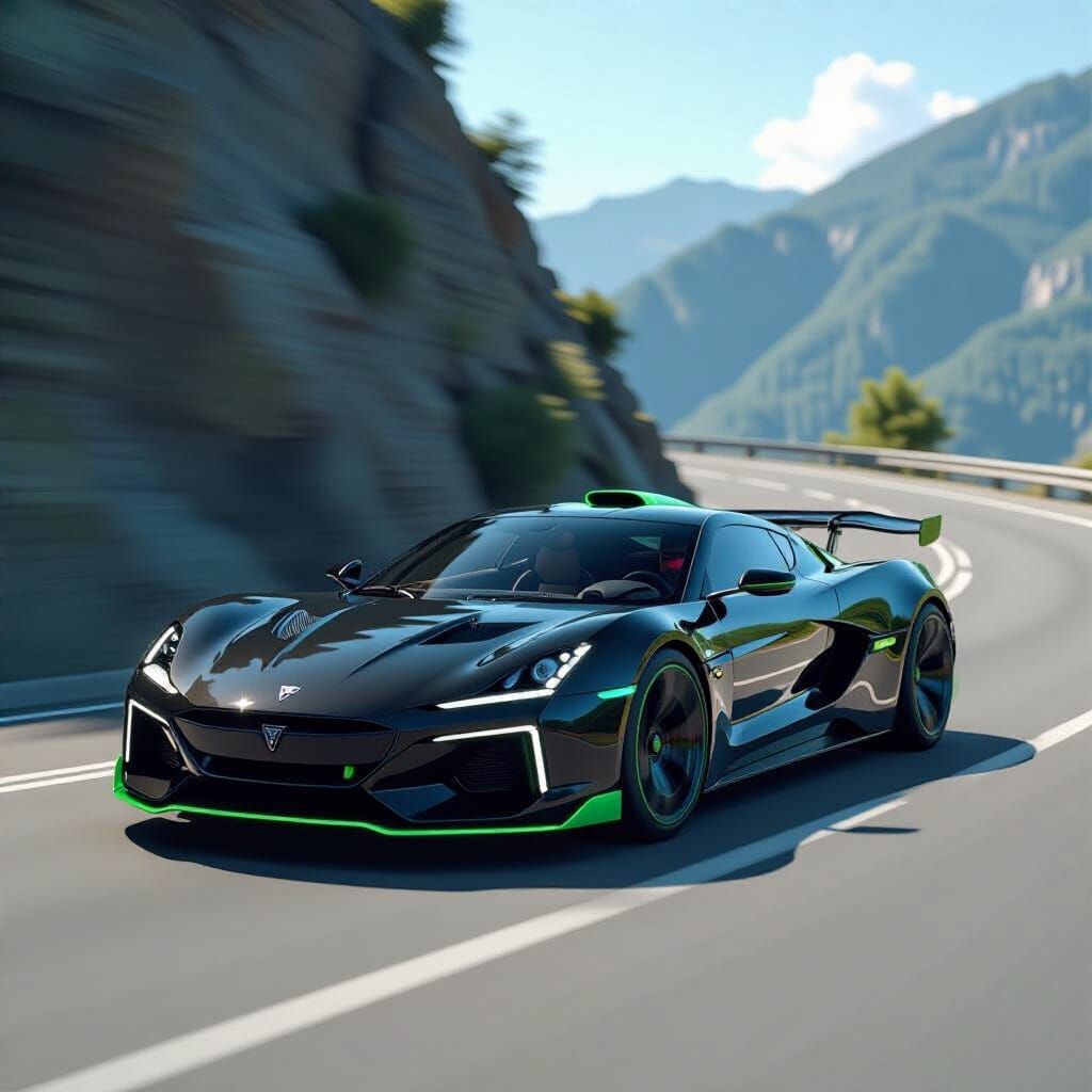 Sleek Rimac Navara R Supercar in Motion