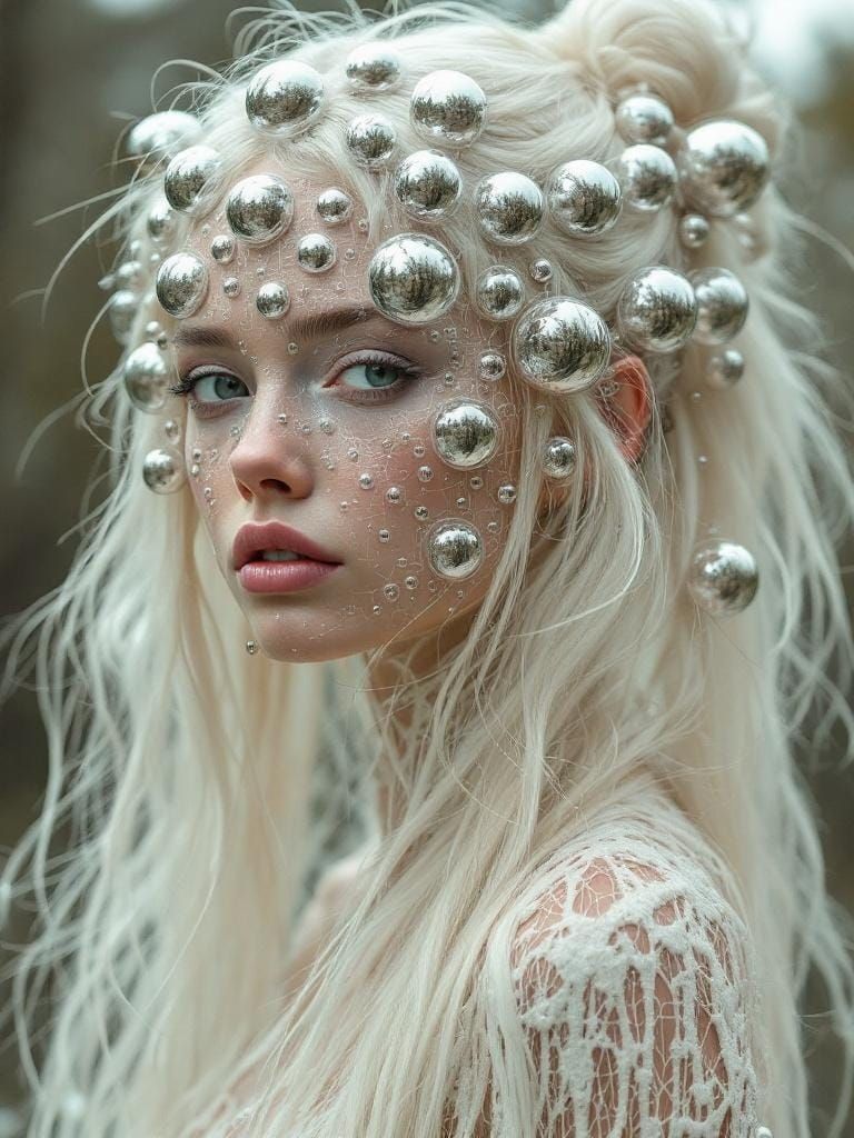 Mirrors on Nature Mock Her Embodied Ivory-White Hair