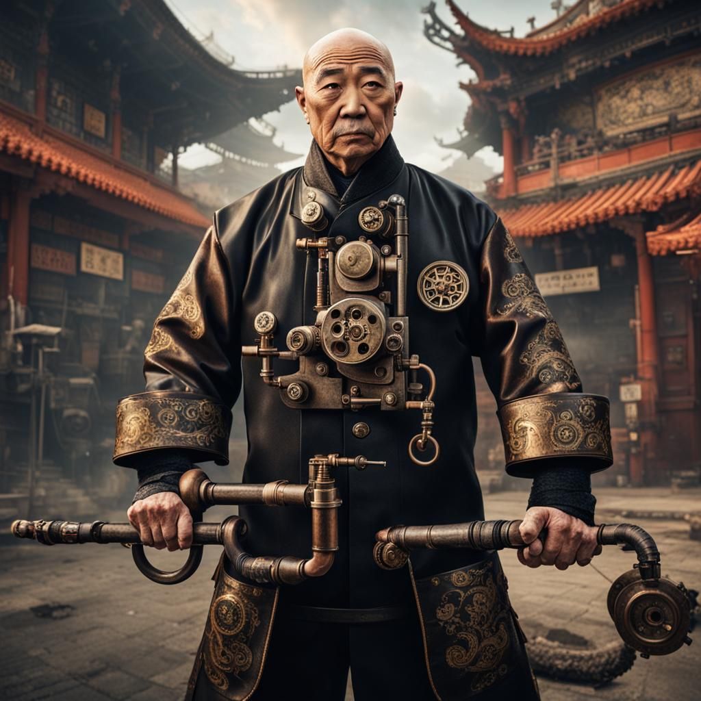 Steampunk Kung Fu: Chinese Mafioso with Engine