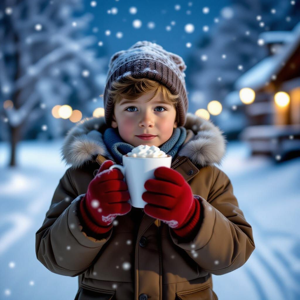 Boy from Polar Express in Winter Wonderland