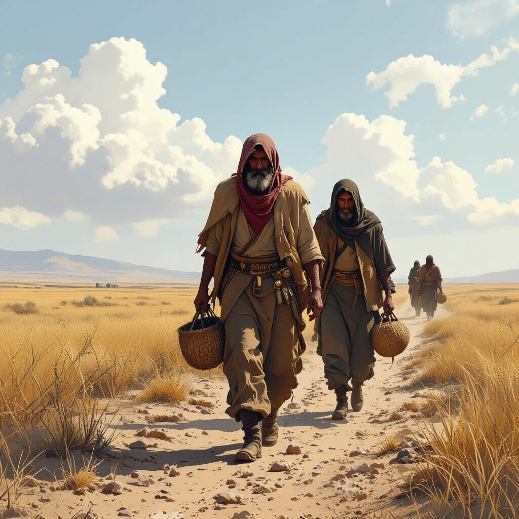 Disillusioned Peasants Traverse Dry Plains After Revolution