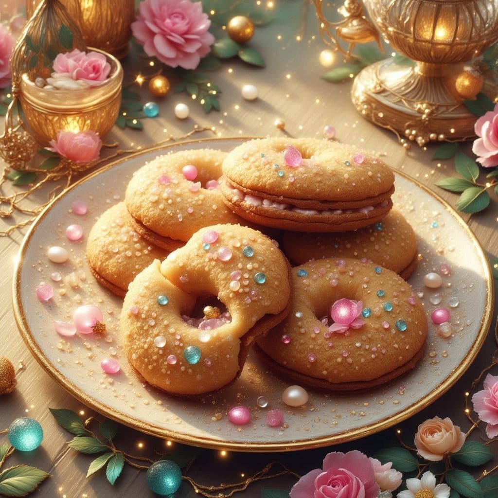 Glistening Airbrush Cookies on a Plate