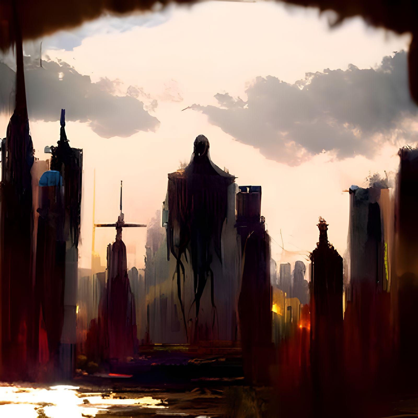 Sinister City Skyline in Gothic Style