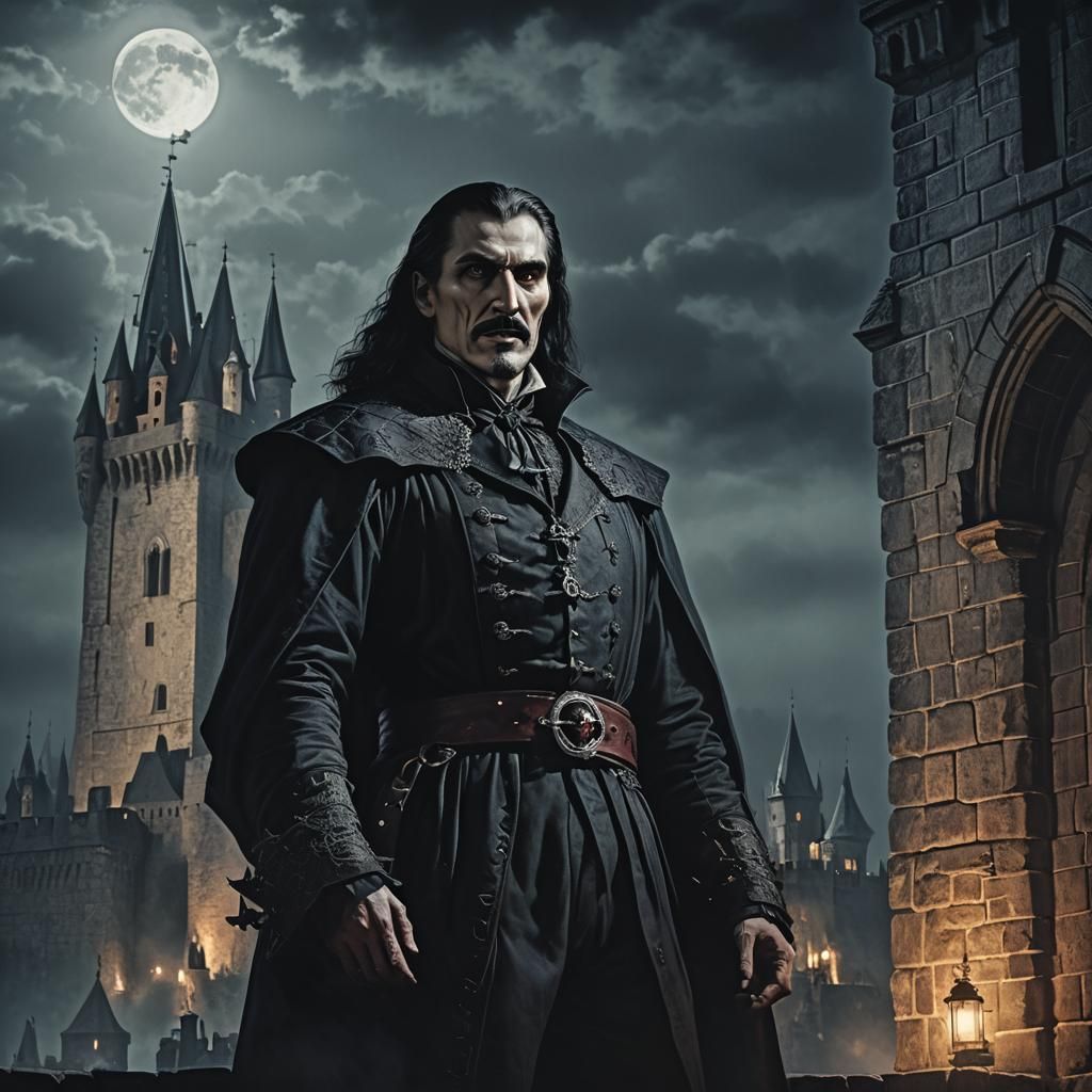 Vlad Dracula Portrait in Gothic Oil Painting Style