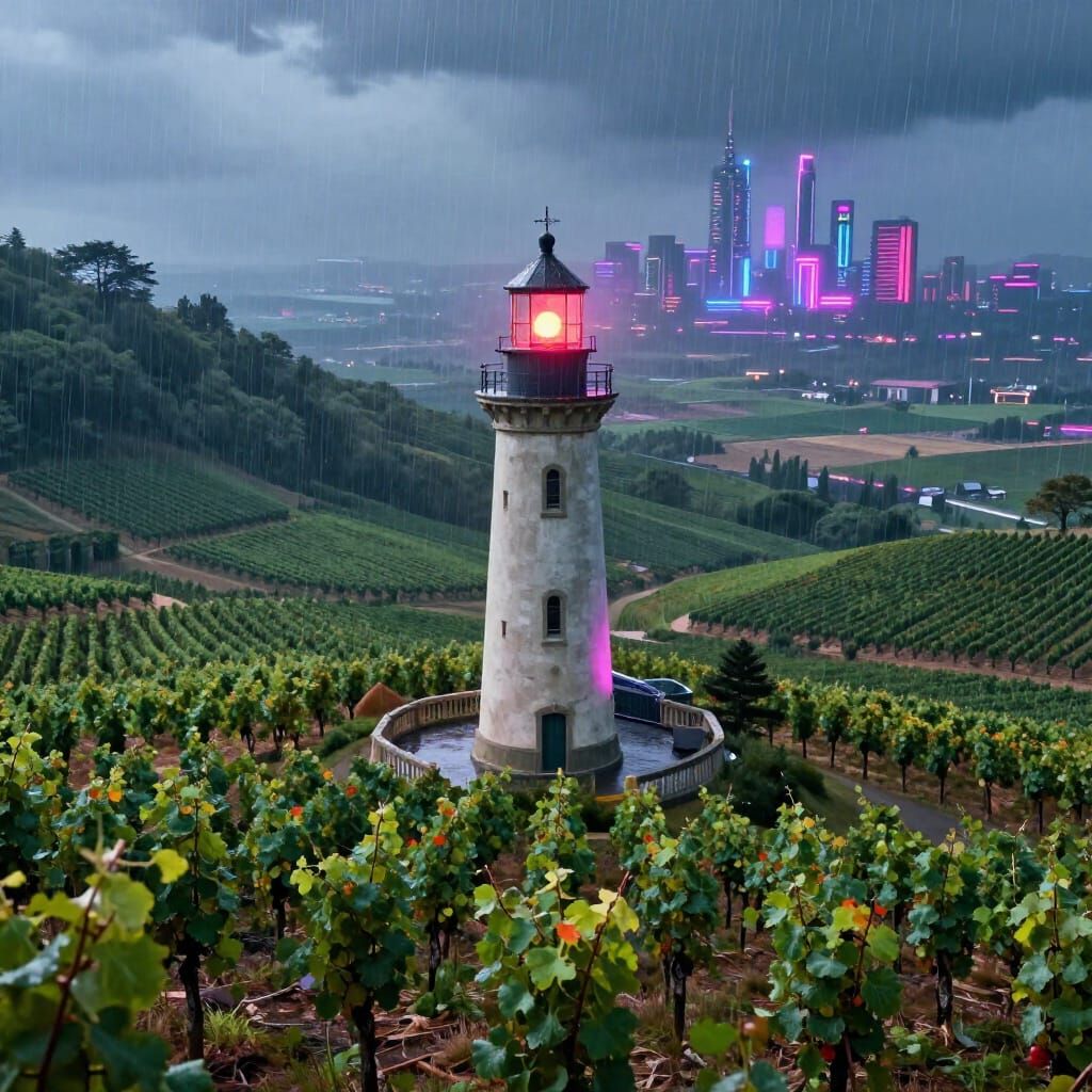 Verzenay Lighthouse in Cyberpunk Style