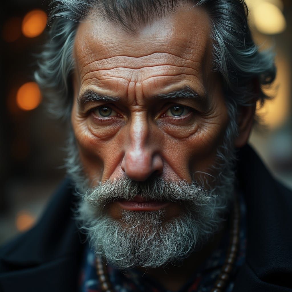 Sage Elder with Assertive Demeanor in Photorealistic Lightin...