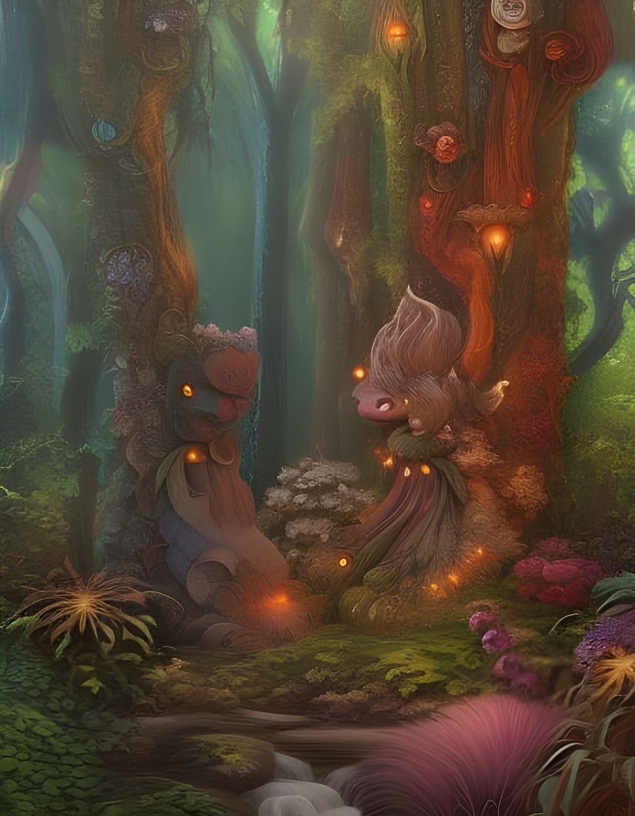 Enchanted Forest Scene in 3D Cel-Shaded Style