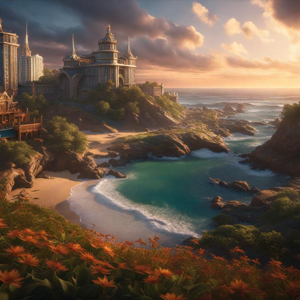 Fantastical Virginia Beach Matte Painting in 8k