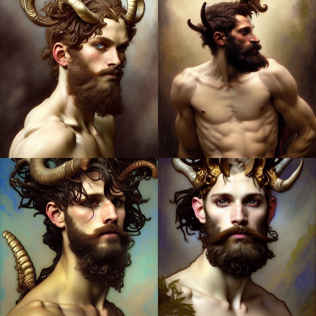 Hyperdetailed Pan in Rococo Fantasy Style