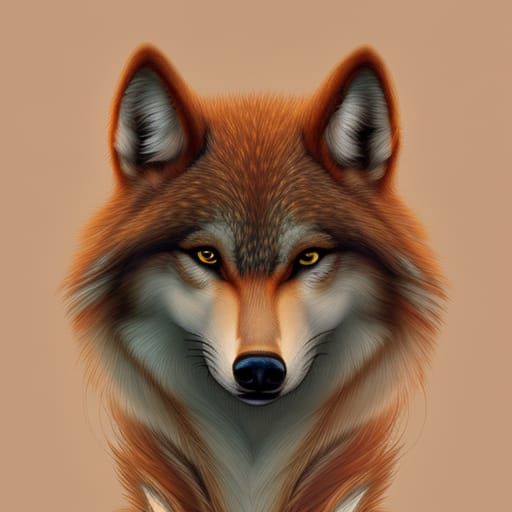 Intricate Ginger Wolf Digital Painting