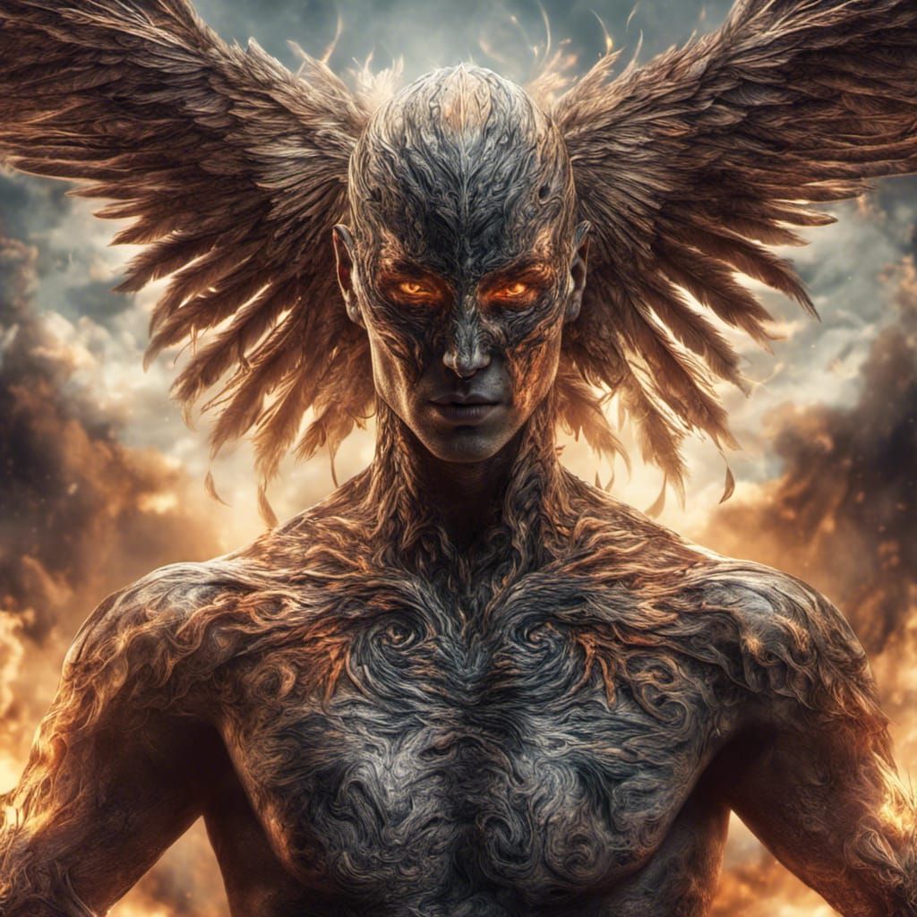 Human-Phoenix Hybrid Transformation in Hyperrealistic Detail