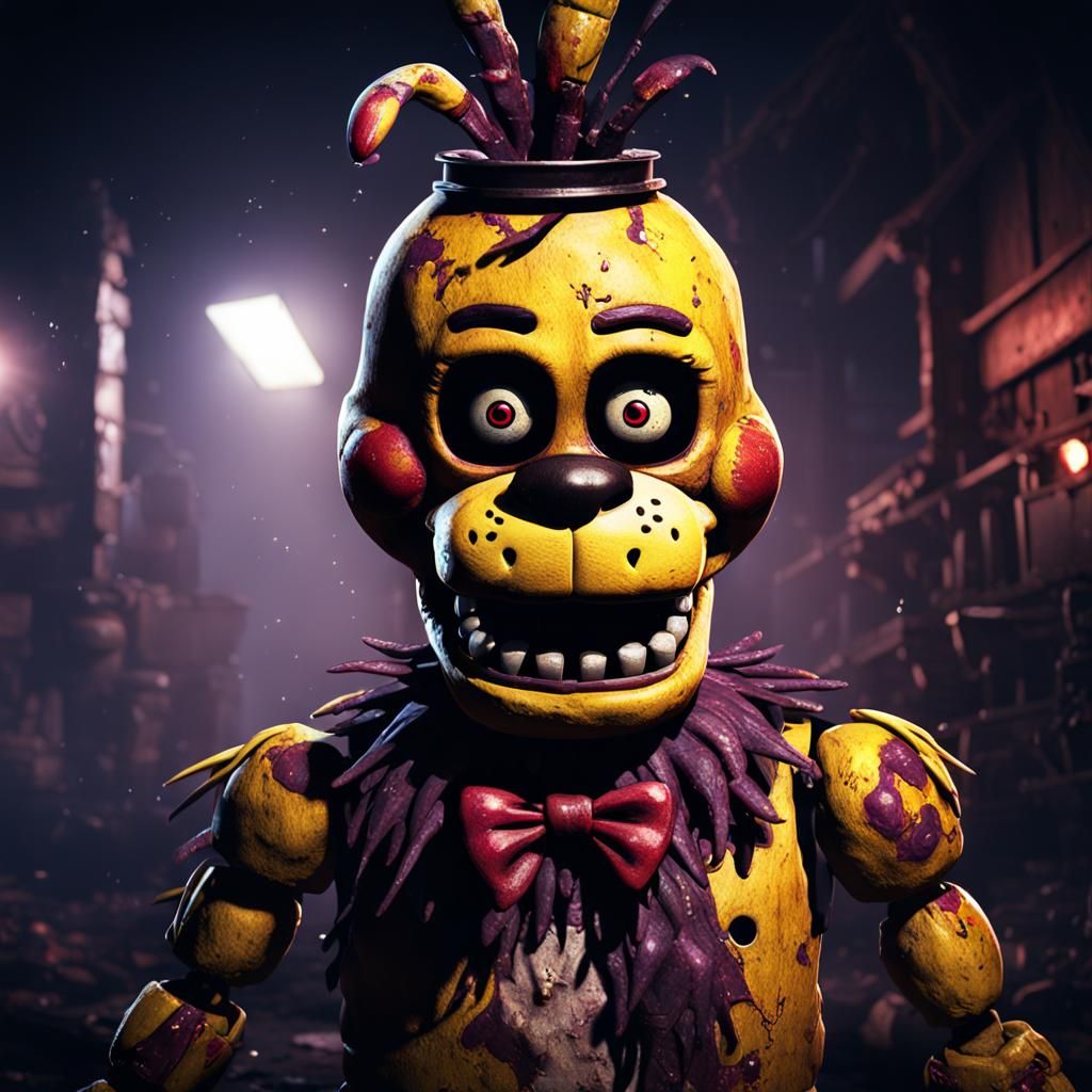 Detailed Painting of Withered Chica from FNAF