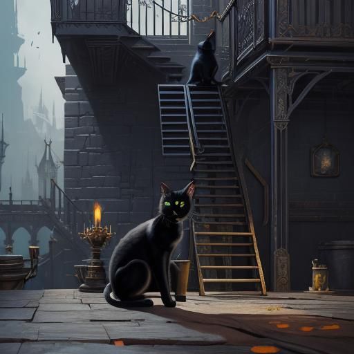 Black Cat Under Ladder: Fantasy Concept Art