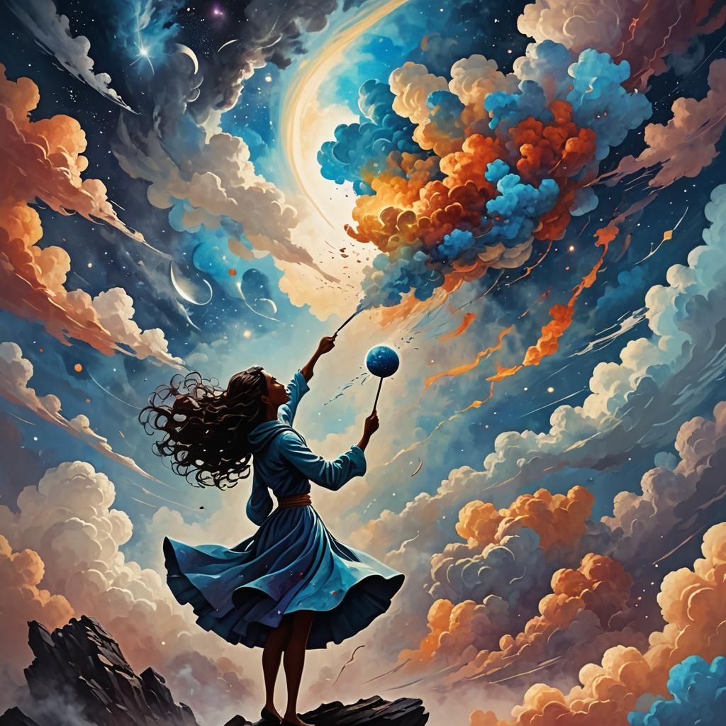 Silhouette Painting Sky with Giant Brush: Concept Art