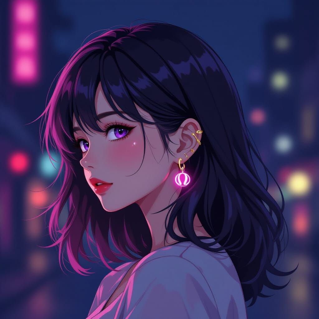 Omega Earring in Dark Anime Style