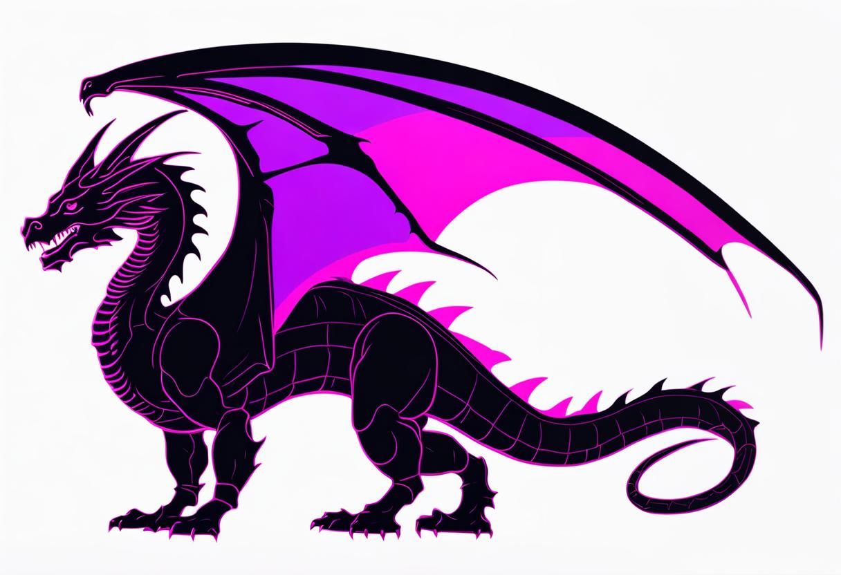 Neon Dragon in Synthwave Style