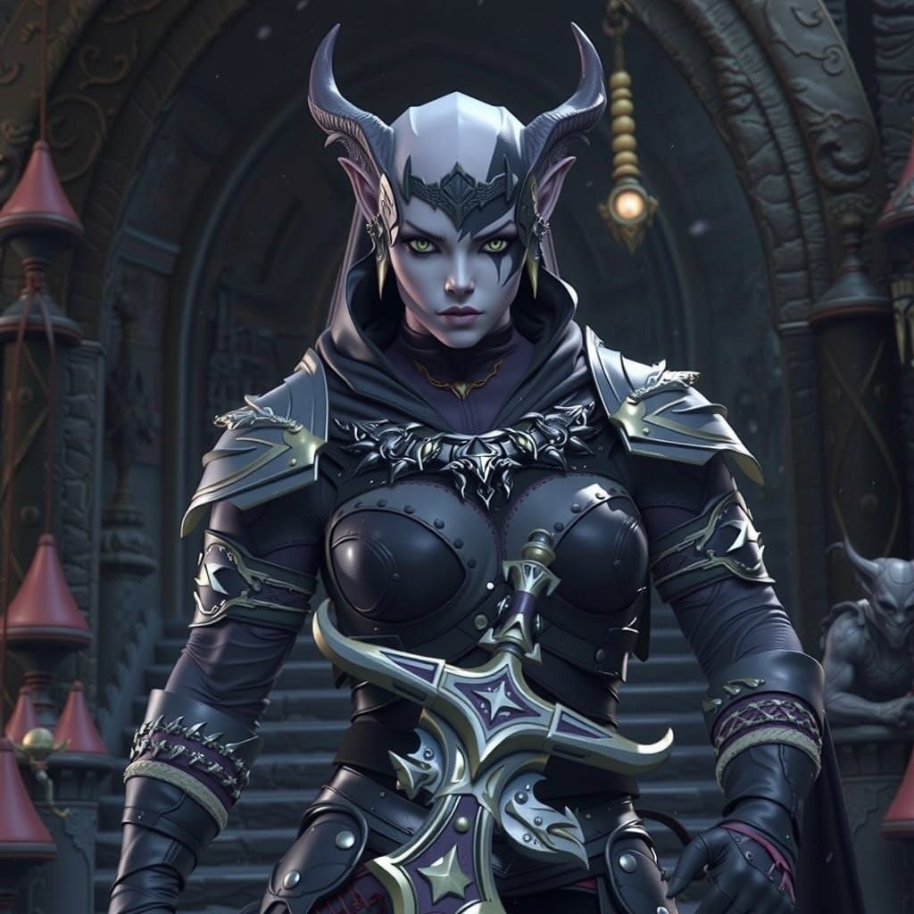 Beastly Drow Warrior Mommy in Dark Fantasy Art
