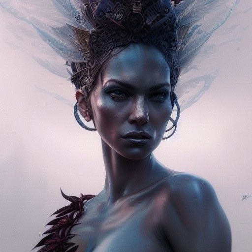 Hyperrealistic Goddess Poli'ahu in Sinister Style