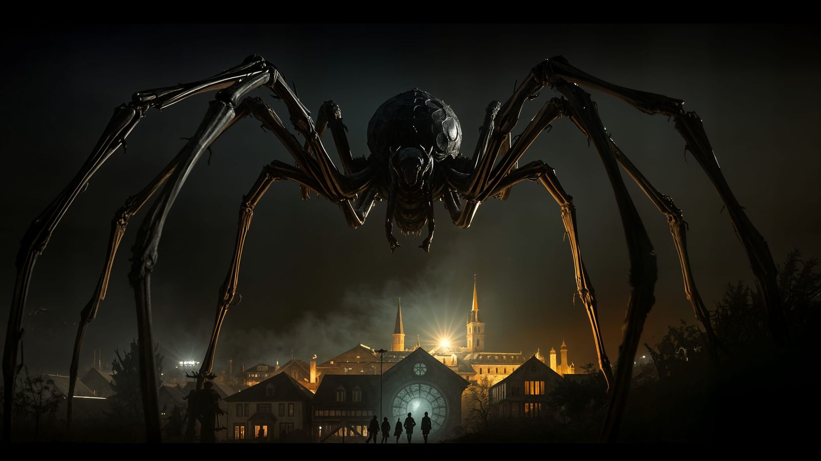 Colossal Bone Spider Overwhelms Mountain Town