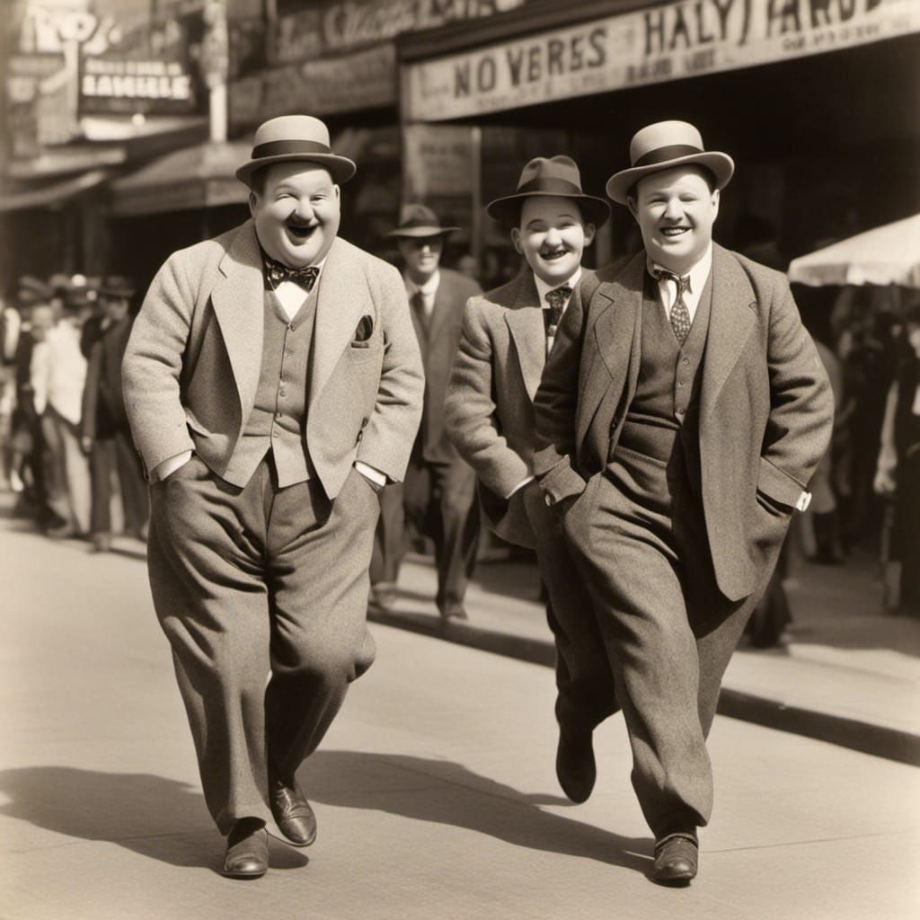 Laurel and Hardy Walk Hollywood Boulevard, 1931