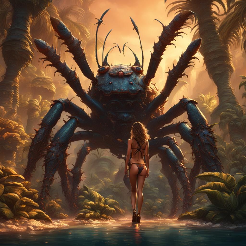 Bikini Model and Giant Bugs: Detailed Matte Painting
