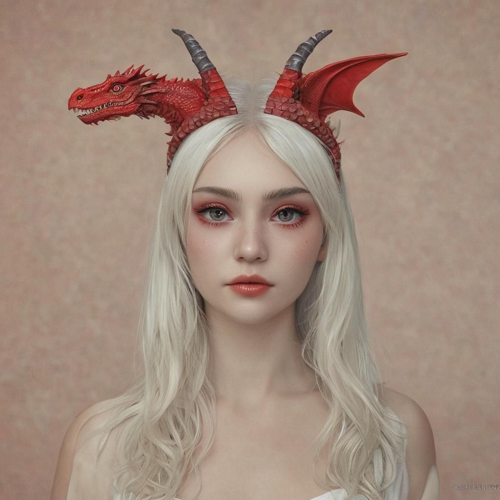 Epic Fantasy Dragon Woman with Flaming Sword