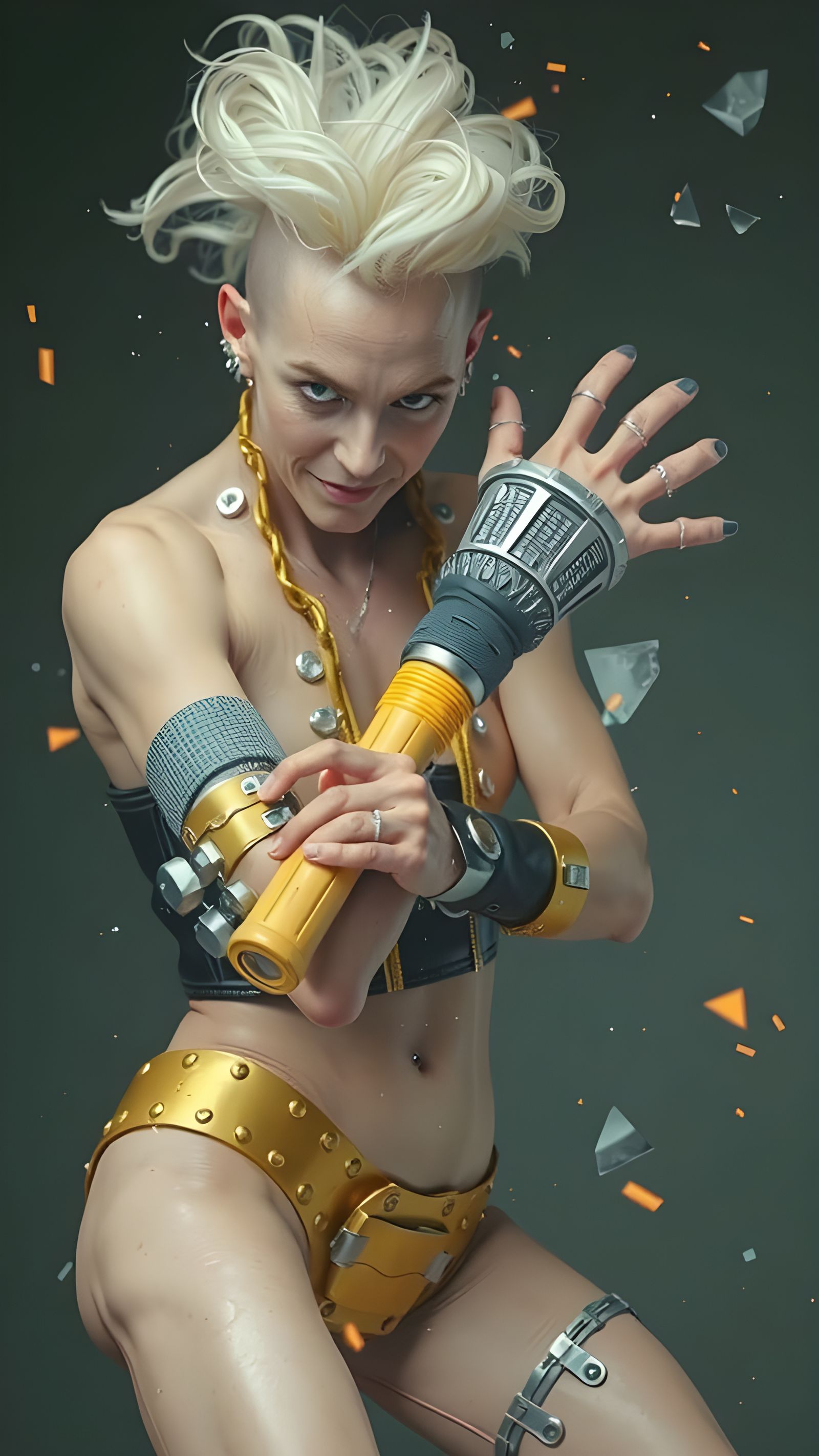 Hyperrealistic Hammerpunk Art in Cyberpunk Style