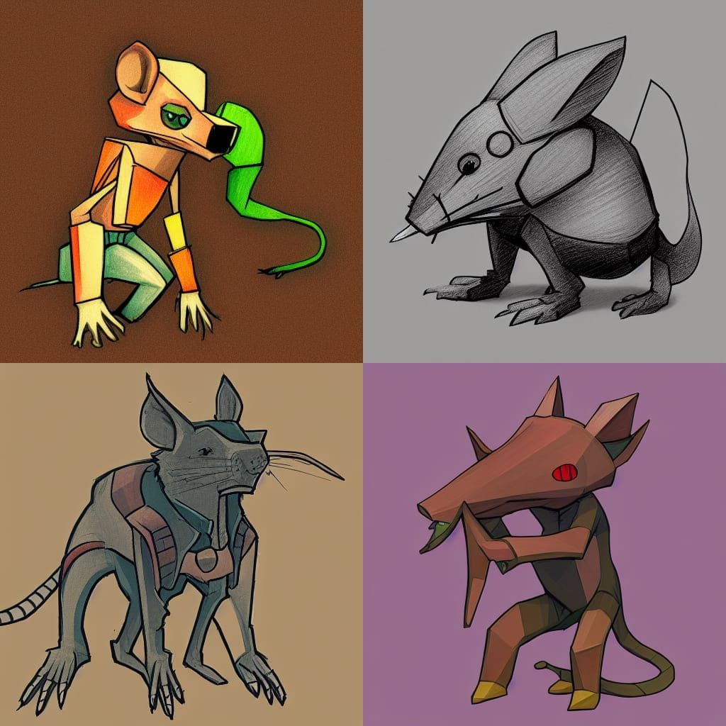 Skaven Humanoid Rat Scavenger in Folk Art Style