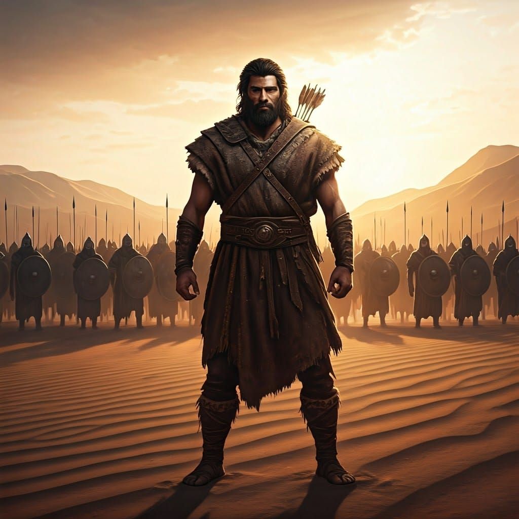 Esau, the Cunning Biblical Figure, Stands Defiantly in the D...