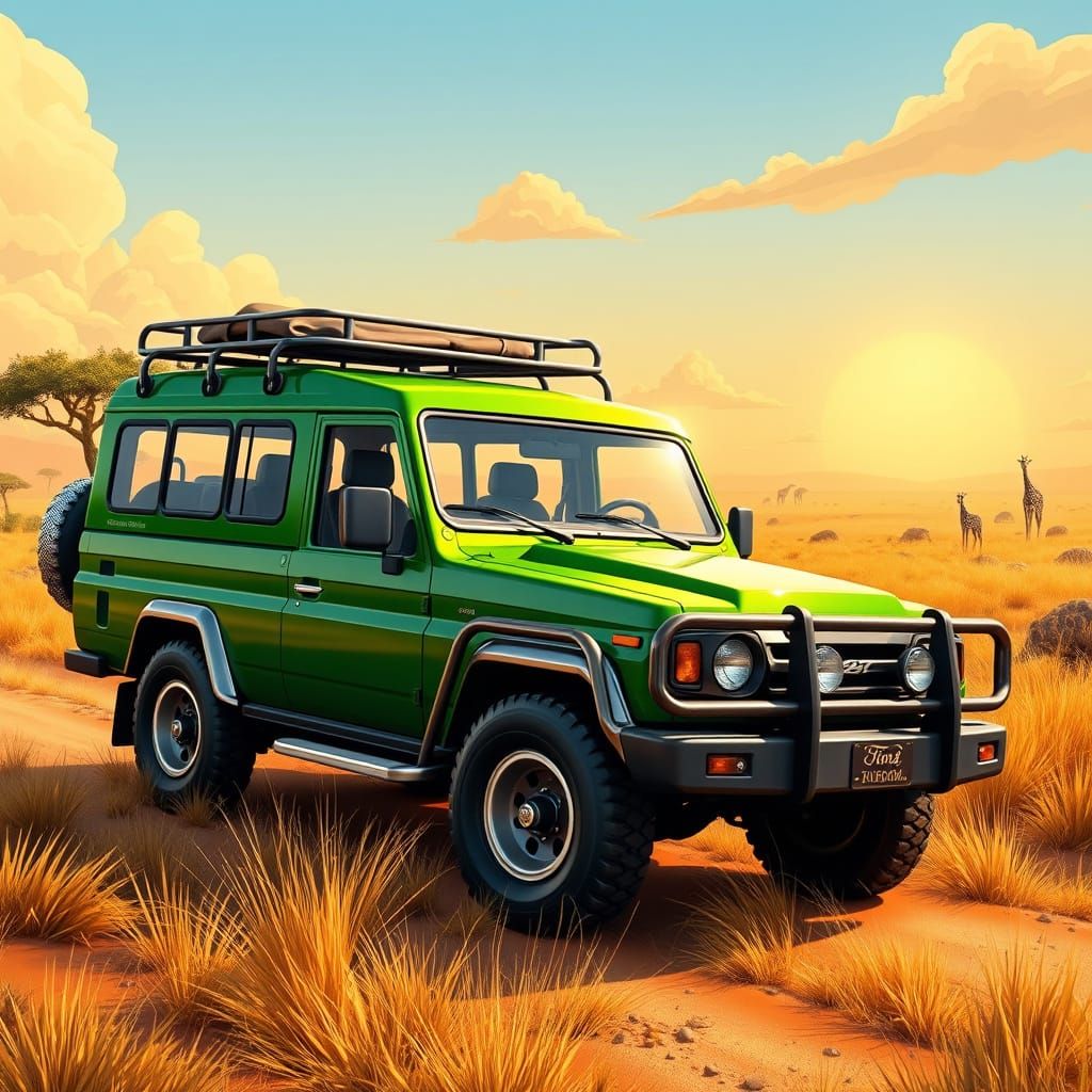 Safari Truck Adventure in Vibrant African Savana