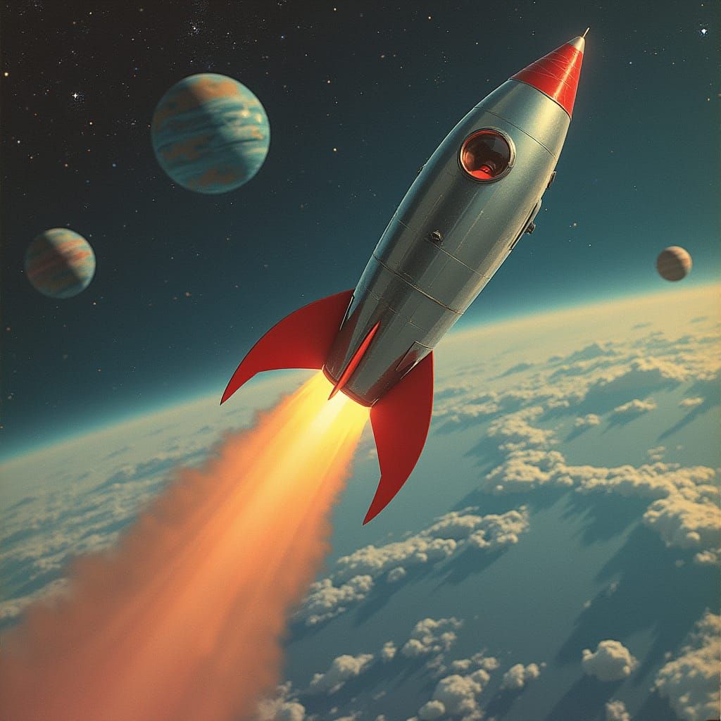 Retro Rocket Breaks Gravity Barrier in Cosmic Art