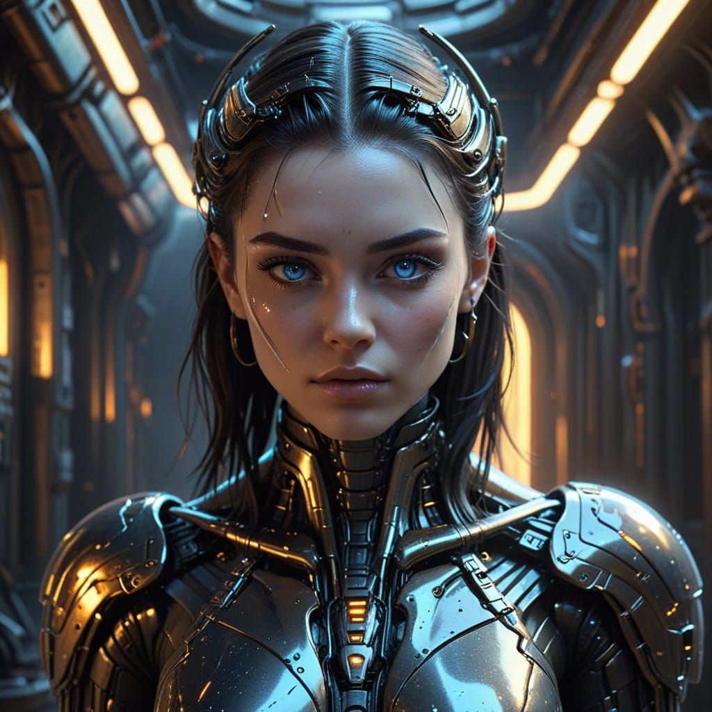 Serene Android Warrior in Soft Focus