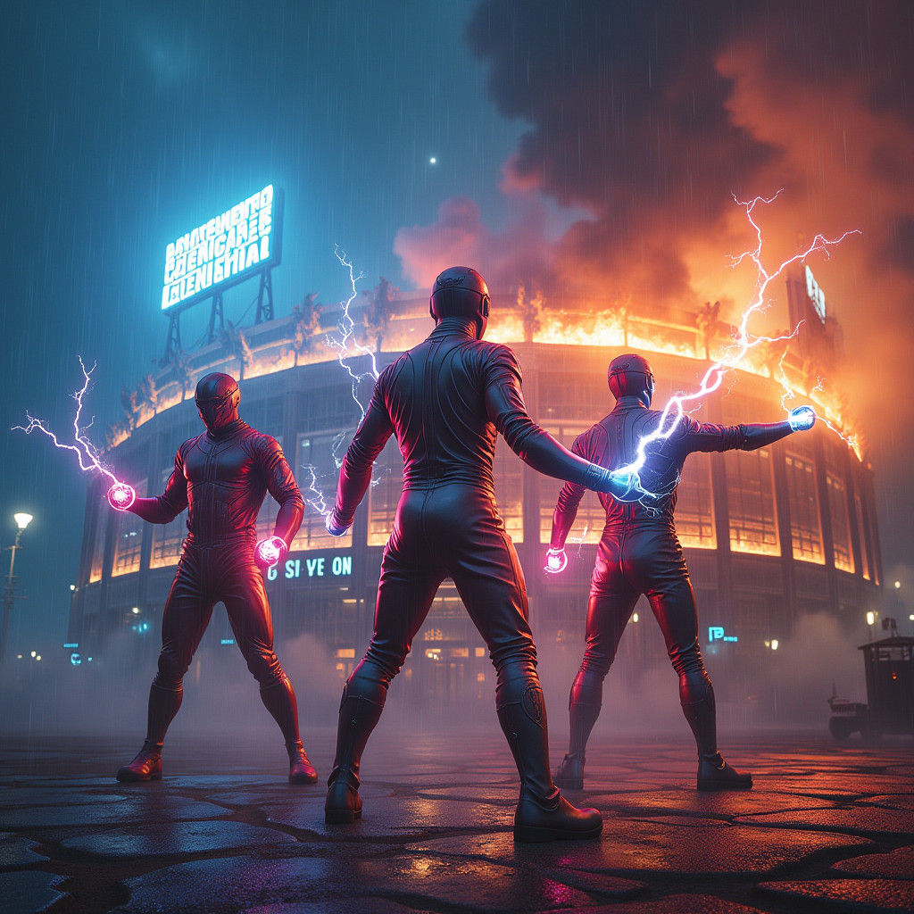 Lightning Superheroes Attack Yankee Stadium: Fantasy Concept...