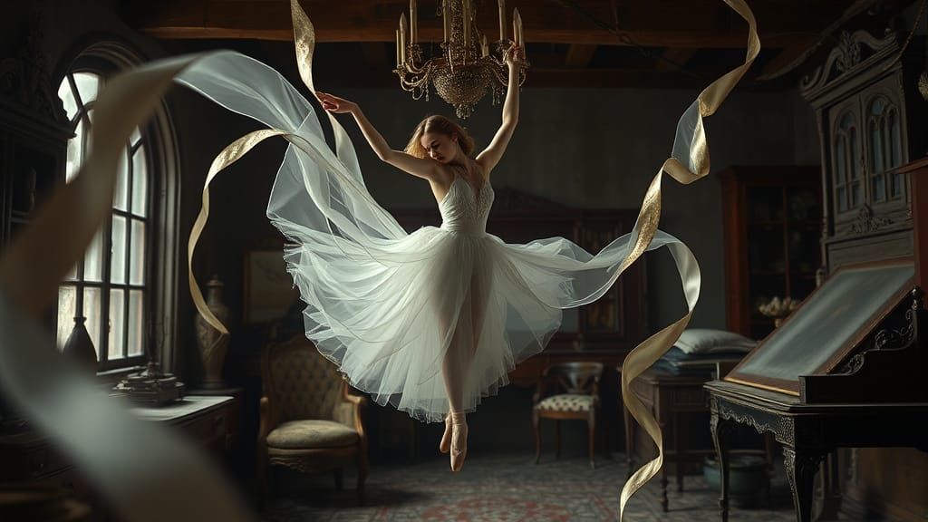 Elegant Ghost Ballet Dancer in Art Deco Style