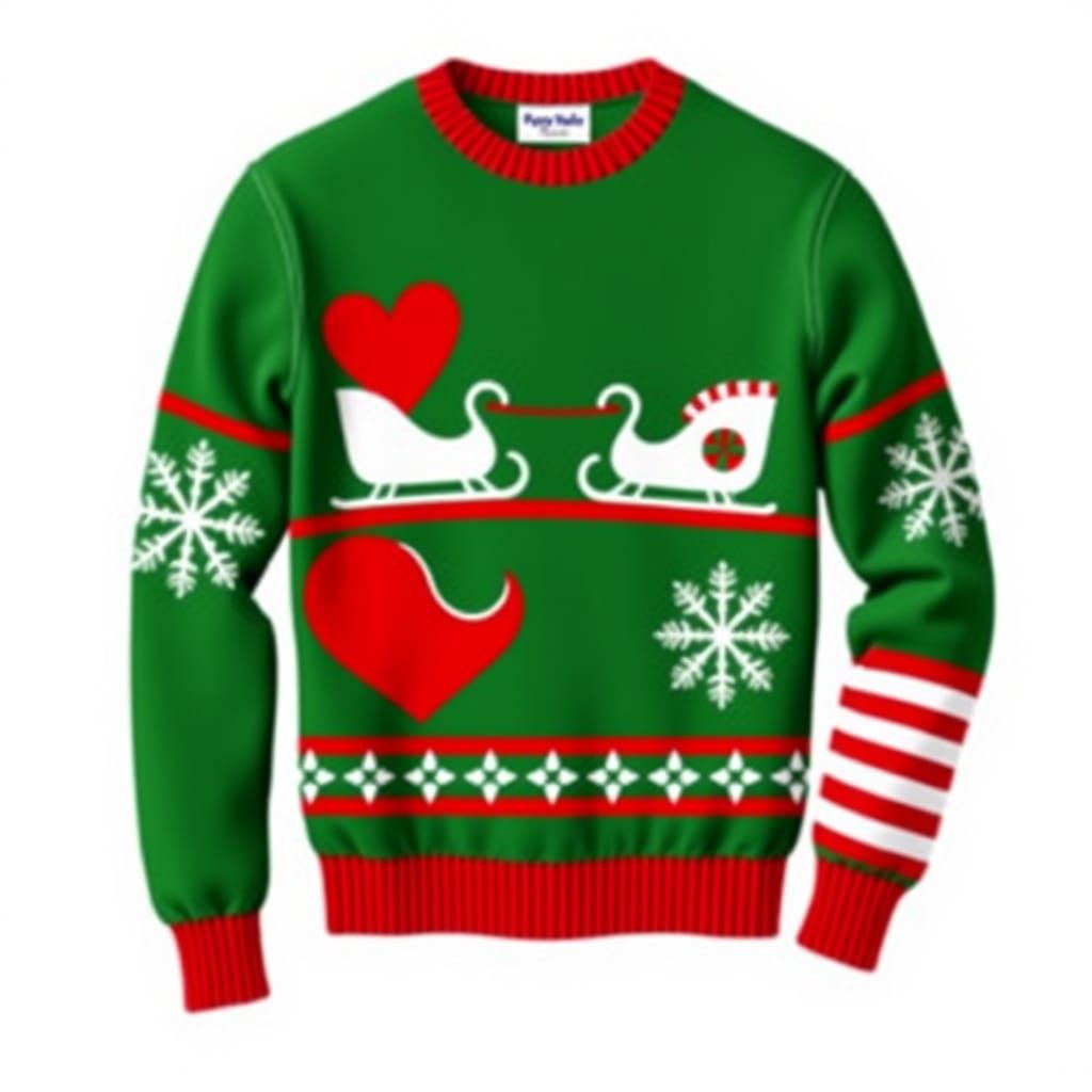 Festive Holiday Sweater with Sleighs in Pop Art Style