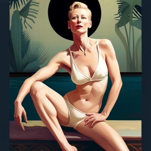 Risqué Pilates with Celebrity in Digital 3D Art