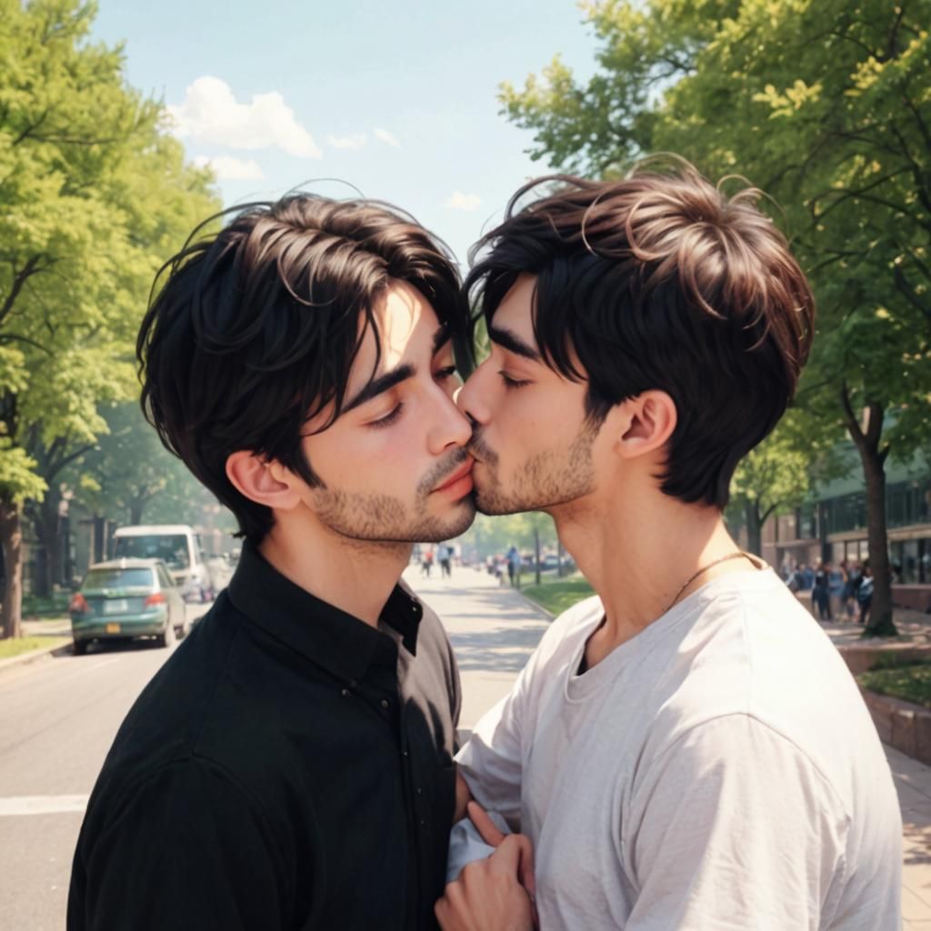 Professor and Student Kiss Illustration