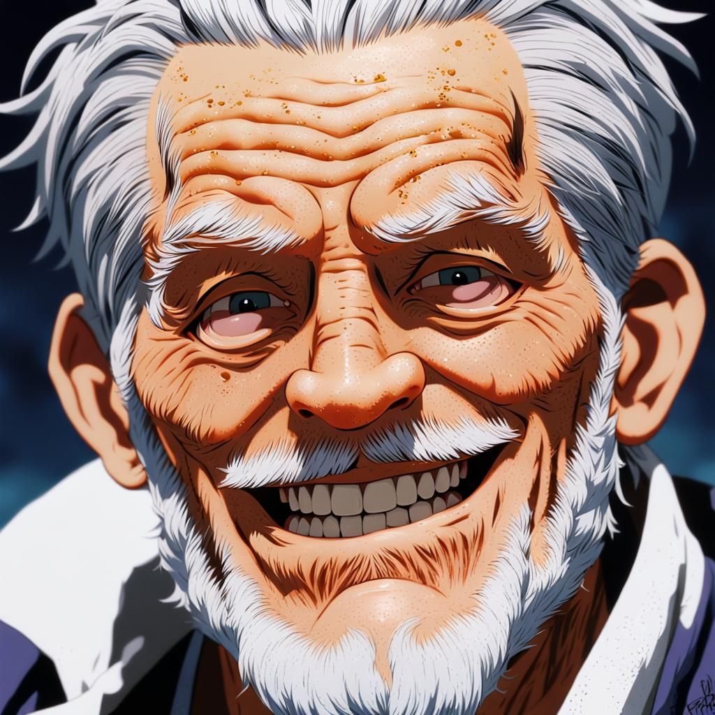 One Piece Style Portrait of a Cheerful Old Sailor