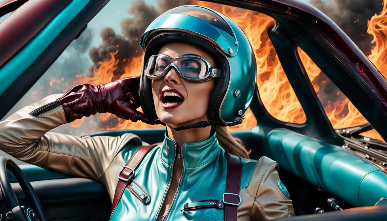 Burning Race Car: Girl in Peril