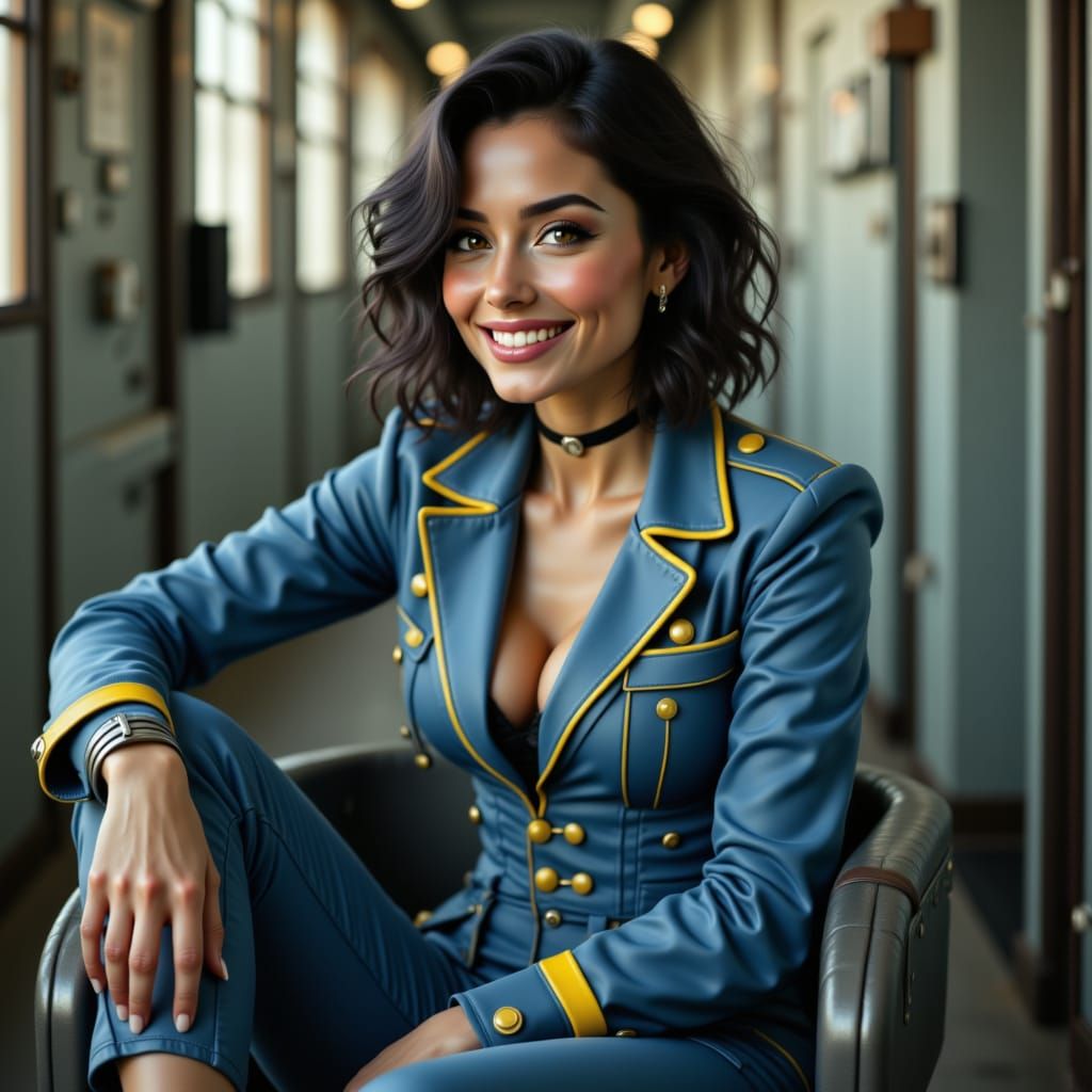 Stunning American Woman in Vault Jumpsuit Exudes Confidence